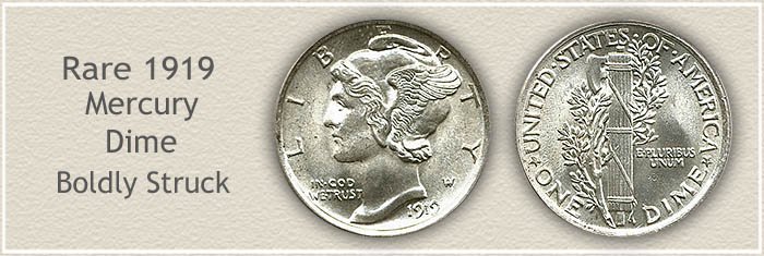 Rare 1919 Mercury Dime