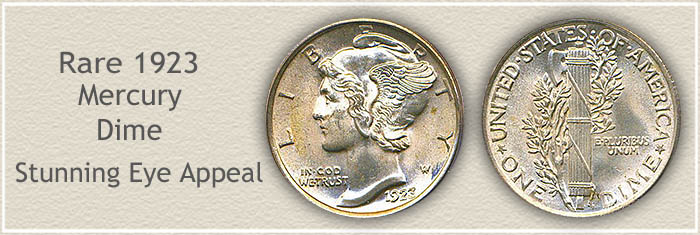 Rare 1923 Mercury Dime