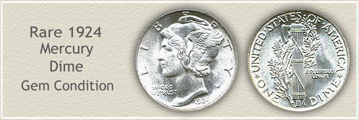 Rare 1924 Mercury Dime