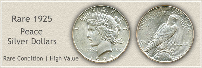 Rare 1925 Peace Silver Dollar