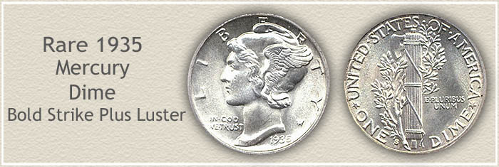 Rare 1935 Mercury Dime