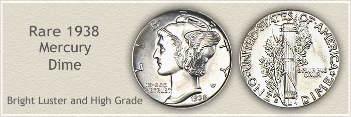 Rare 1938 Mercury Dime