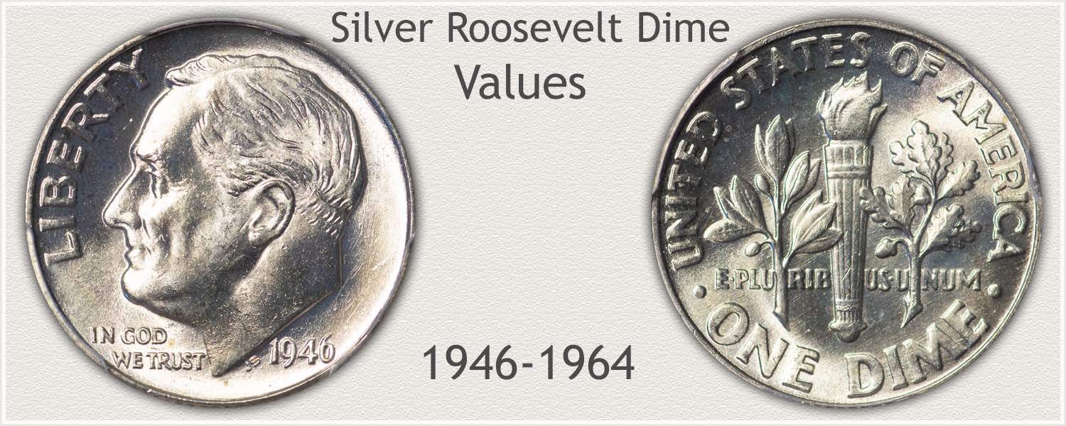 Silver Roosevelt Dime Minted 1946 to 1964