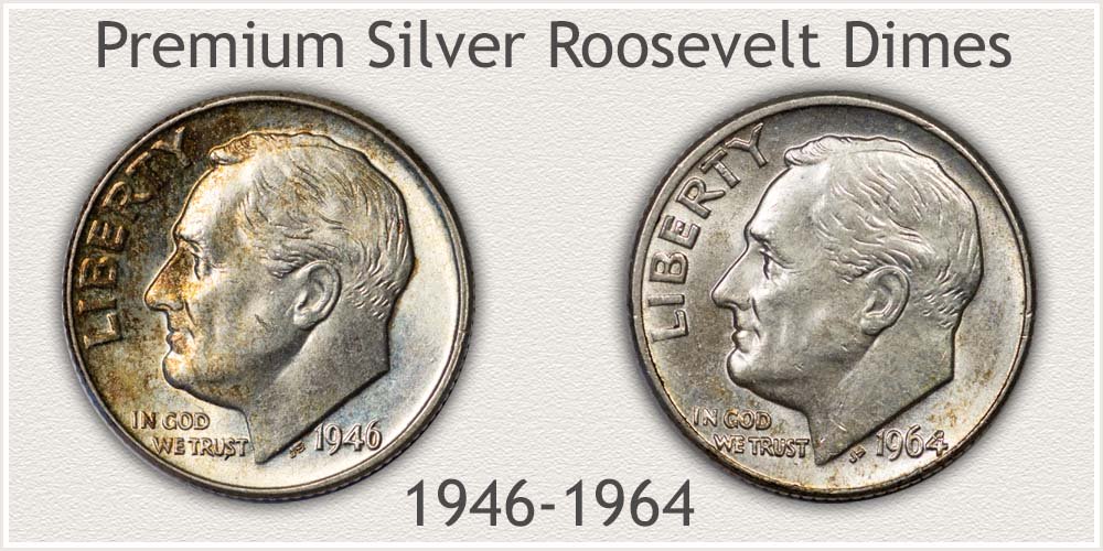 1946 and 1964 Roosevelt Dimes