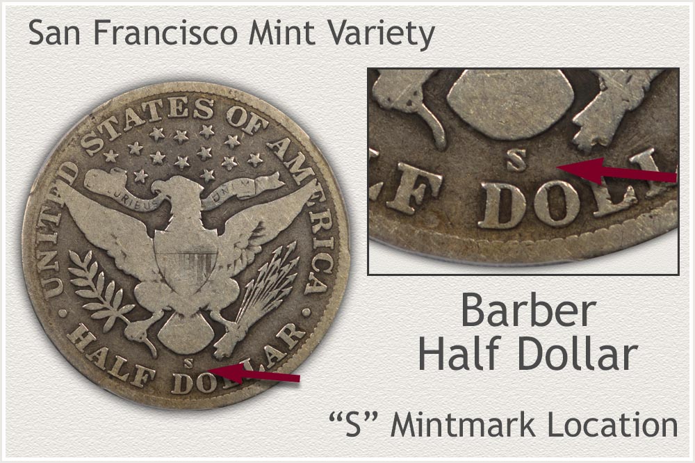 S Mintmark 1904 Barber Half Dollar