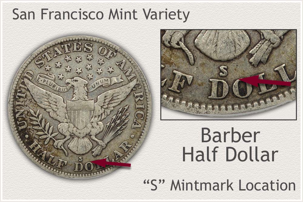 S Mintmark 1914 Barber Half Dollar