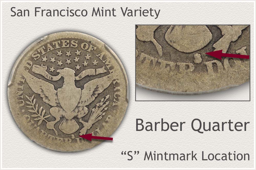 S Mintmark Barber Quarter