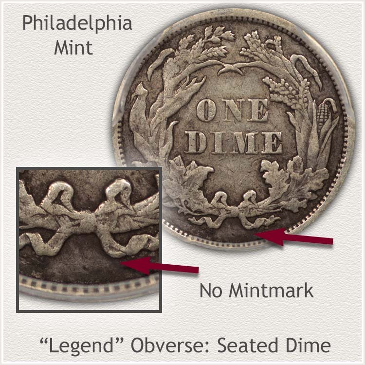 Philadelphia Mint Legend Obverse Seated Dime