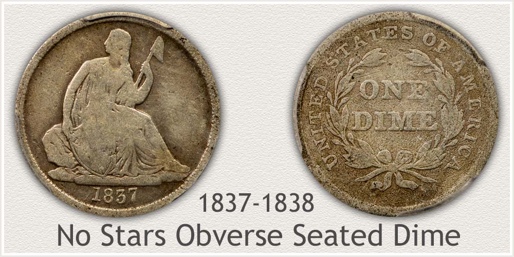 Obverse and Reverse of the No Stars Seated Dime Variety
