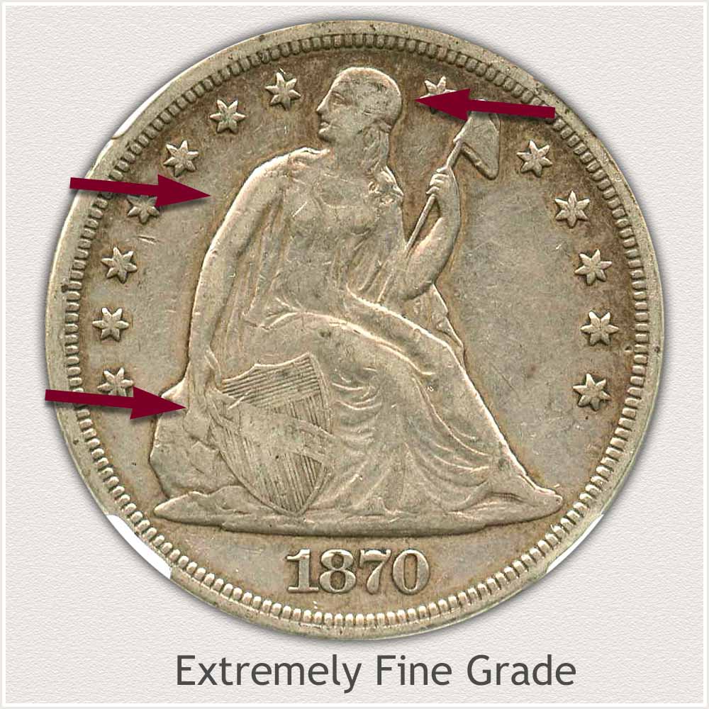 Obverse View: Extremely Fine Grade Seated Liberty Dollar