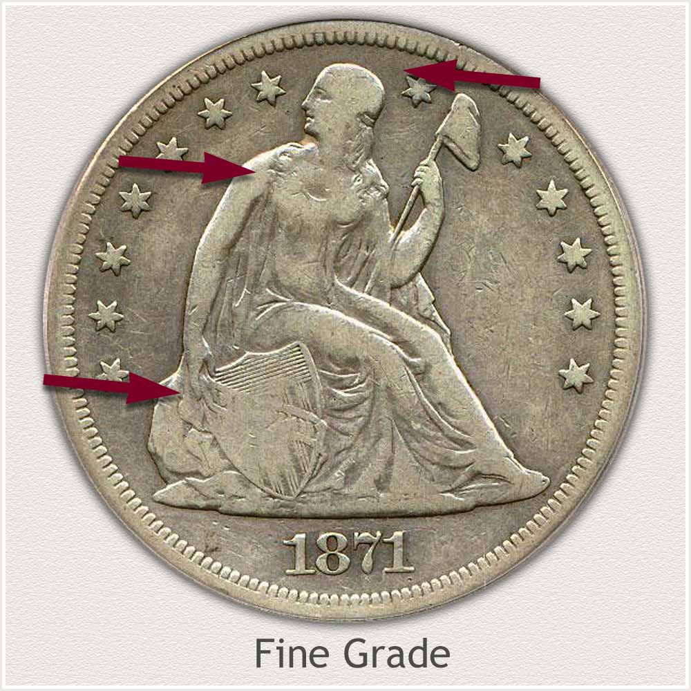 Obverse View: Fine Grade Seated Liberty Dollar