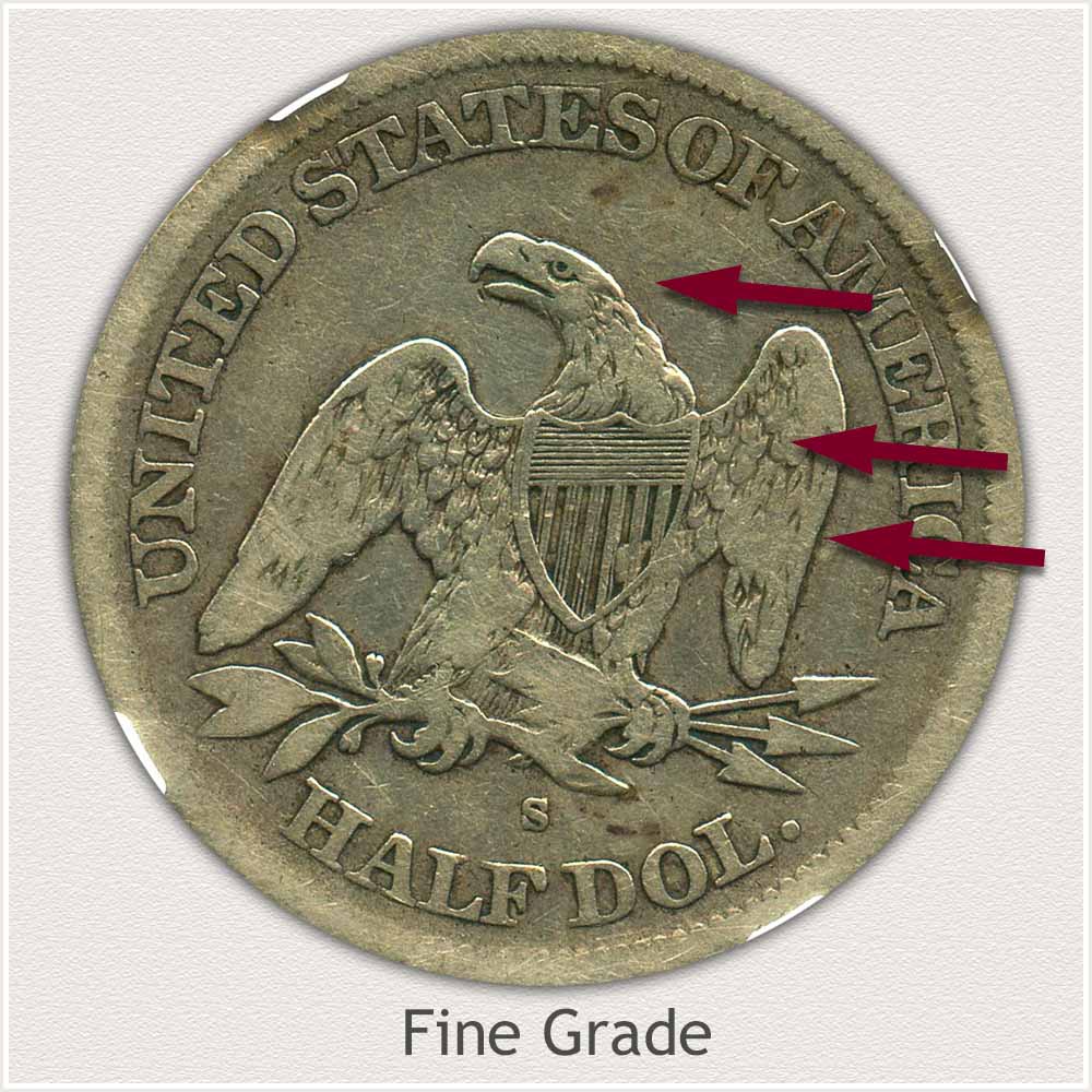 Reverse View: Fine Grade Seated Liberty Half Dollar