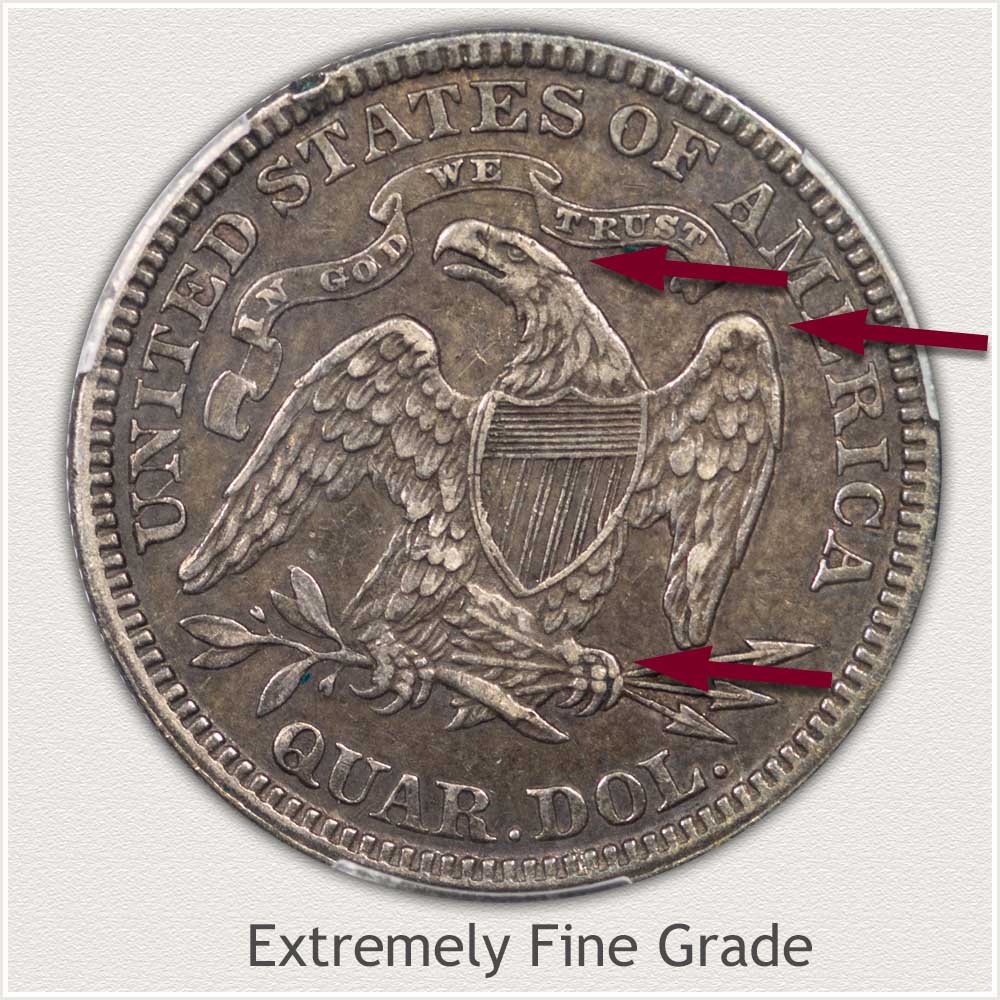 Reverse View: Extremely Fine Grade Seated Liberty Quarter