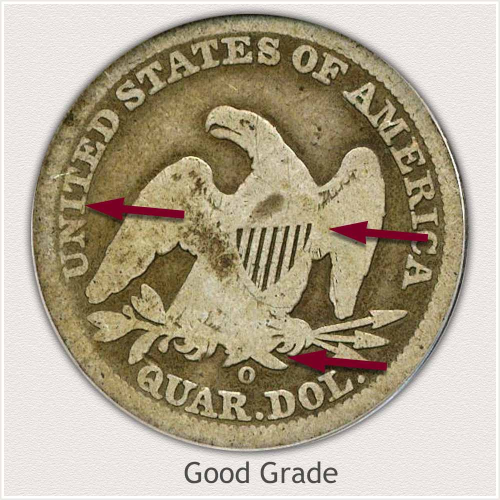 Reverse View: Good Grade Seated Liberty Quarter