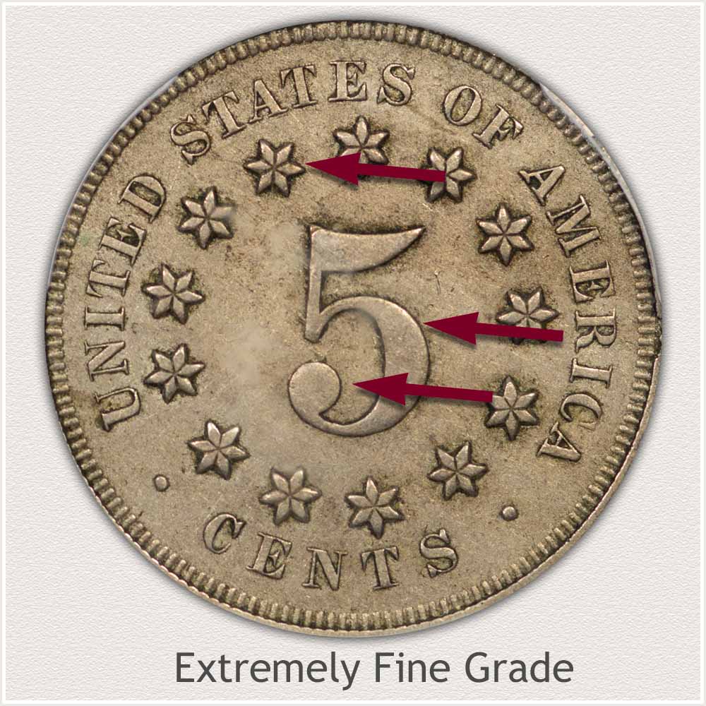 Reverse View: Extremely Fine Grade Shield Nickel