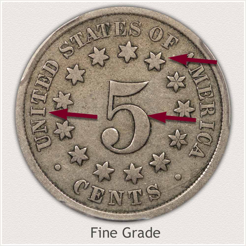 Reverse View: Fine Grade Shield Nickel