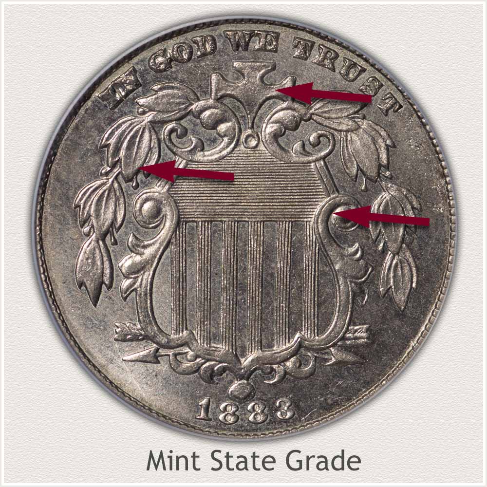 Obverse View: Mint State Grade Shield Nickel
