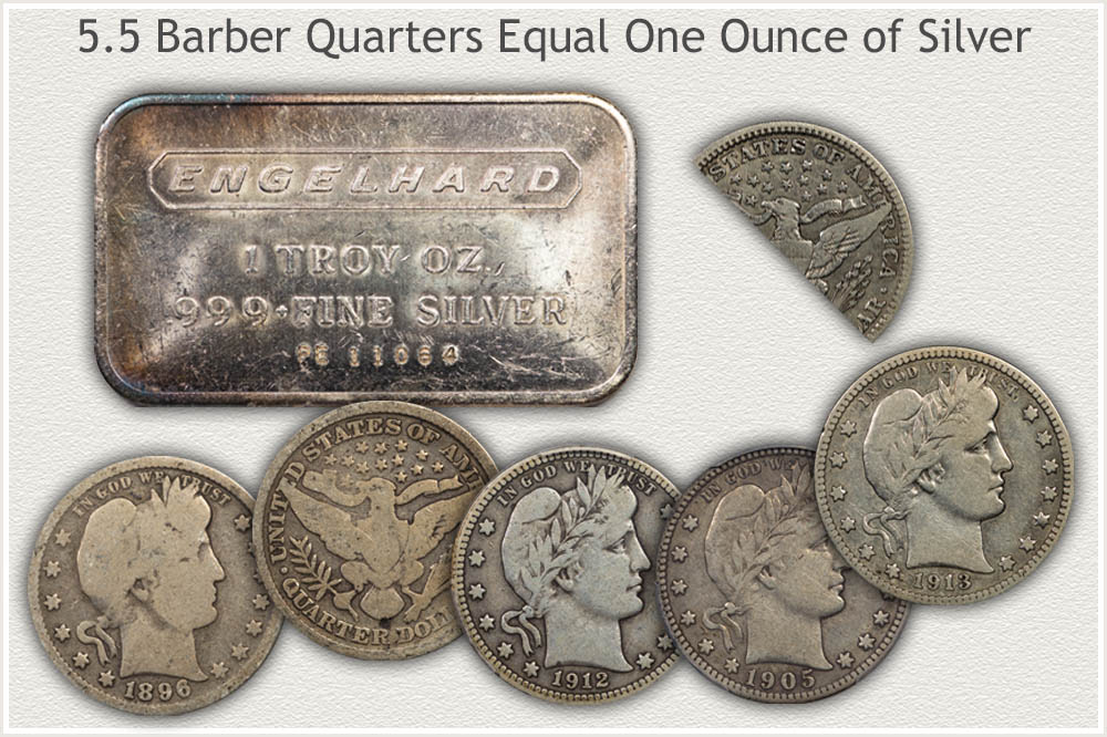 Silver Barber Quarters Needed to Equal One Ounce of Silver