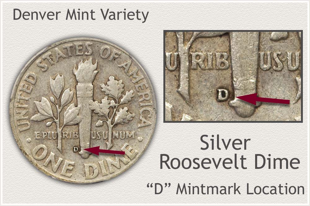 Denver Mintmark on Silver Roosevelt Dime