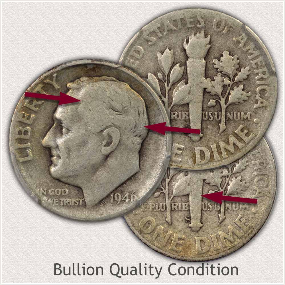 Silver Roosevelt Dimes in Bullion Condition