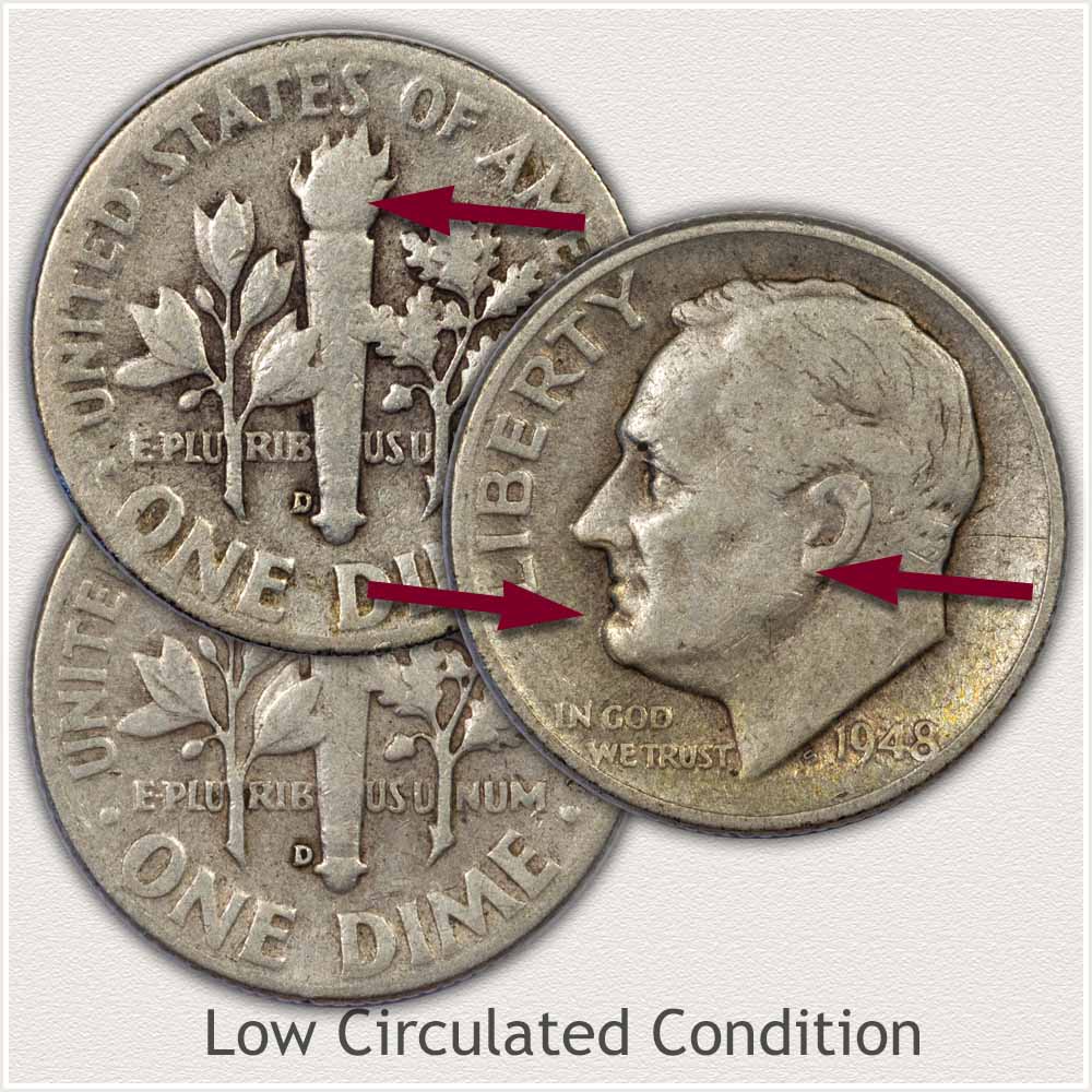 Silver Roosevelt Dimes in Low Circulated Condition