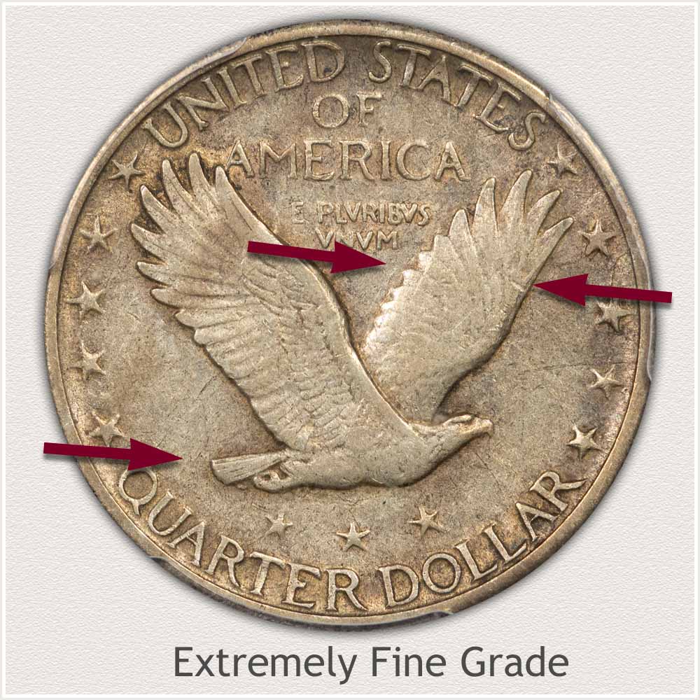 Reverse View: Extremely Fine Grade Standing Liberty Quarter