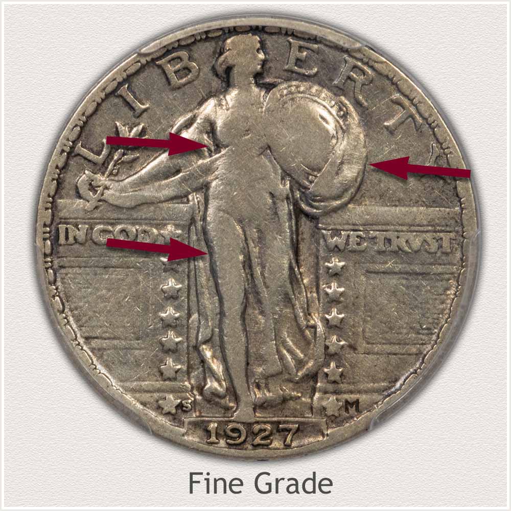 Fine Grade Standing Liberty Quarter