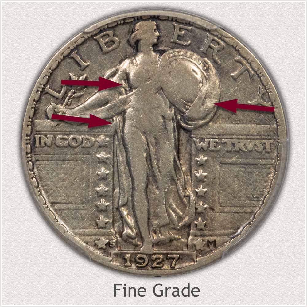 Fine Grade Standing Liberty Quarter