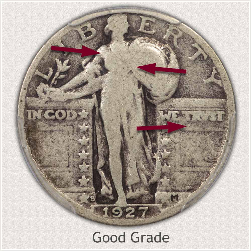 Obverse View: Good Grade Standing Liberty Quarter