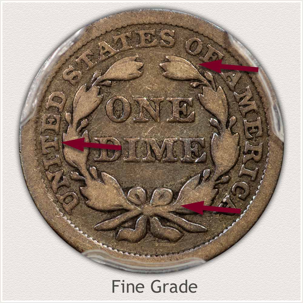 Reverse View: Fine Grade Stars Obverse-Seated Dime