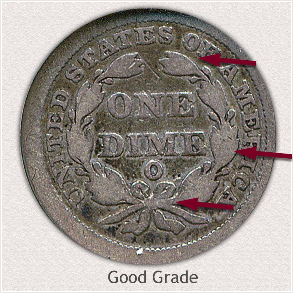 Reverse View: Good Grade Stars Obverse-Seated Dime