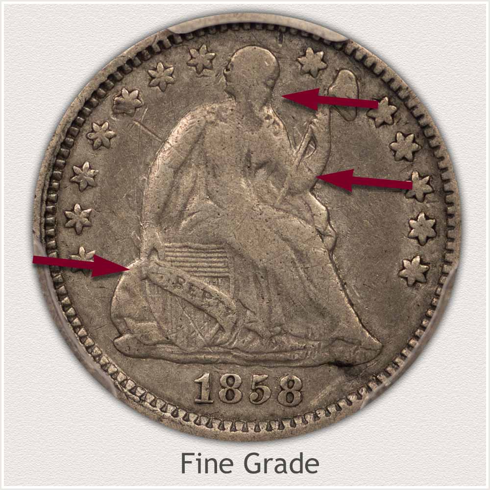 Obverse View: Fine Grade Stars Obverse Seated Half Dime