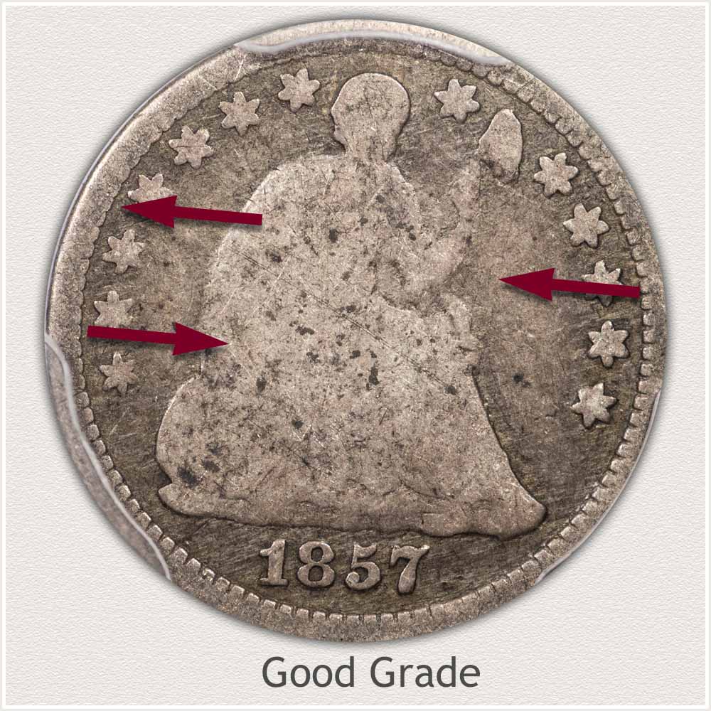 Obverse View: Good Grade Stars Obverse Seated Half Dime