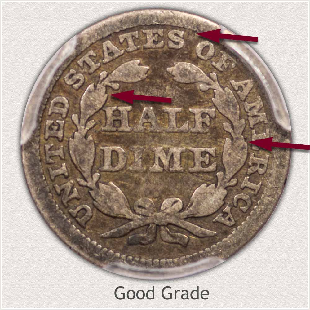 Reverse View: Good Grade Stars Obverse Seated Half Dime