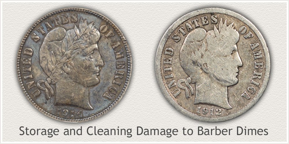 Storage and Cleaning Damage to Barber Dimes
