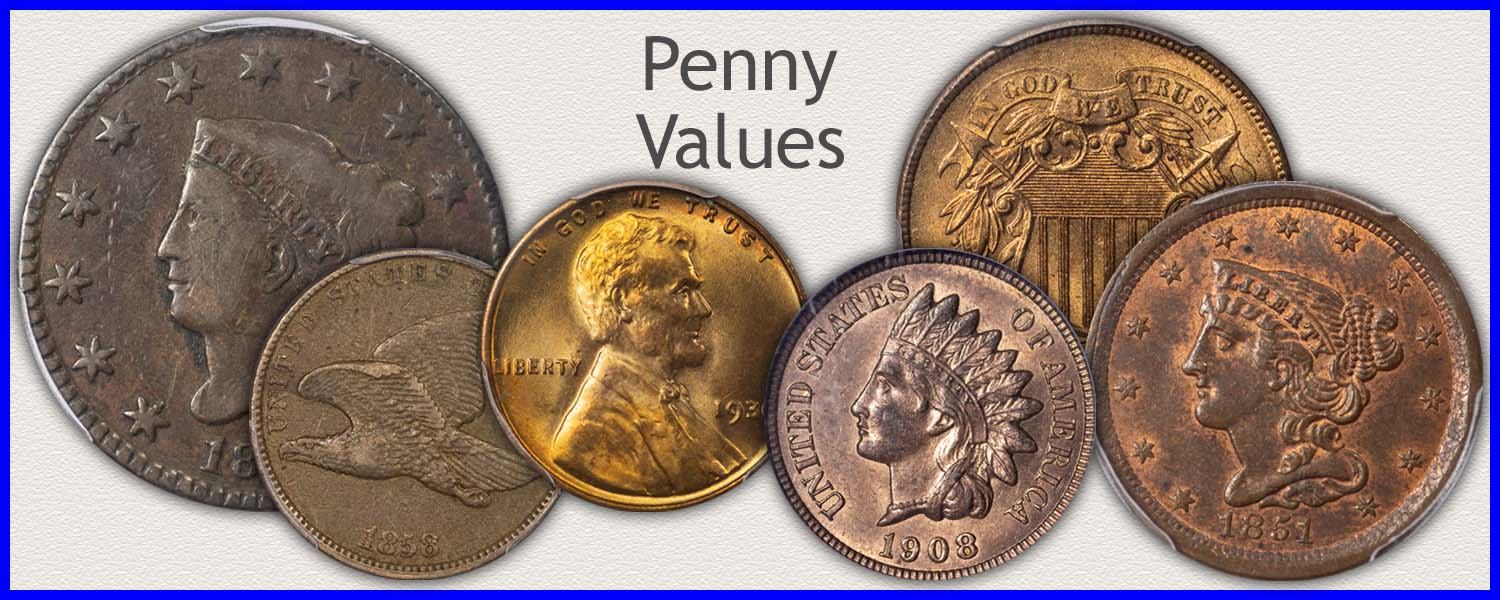 Pennies Representing the Half Cent, Large Cent, Indian, and Lincoln Cent Series Minted 1793 to 1958