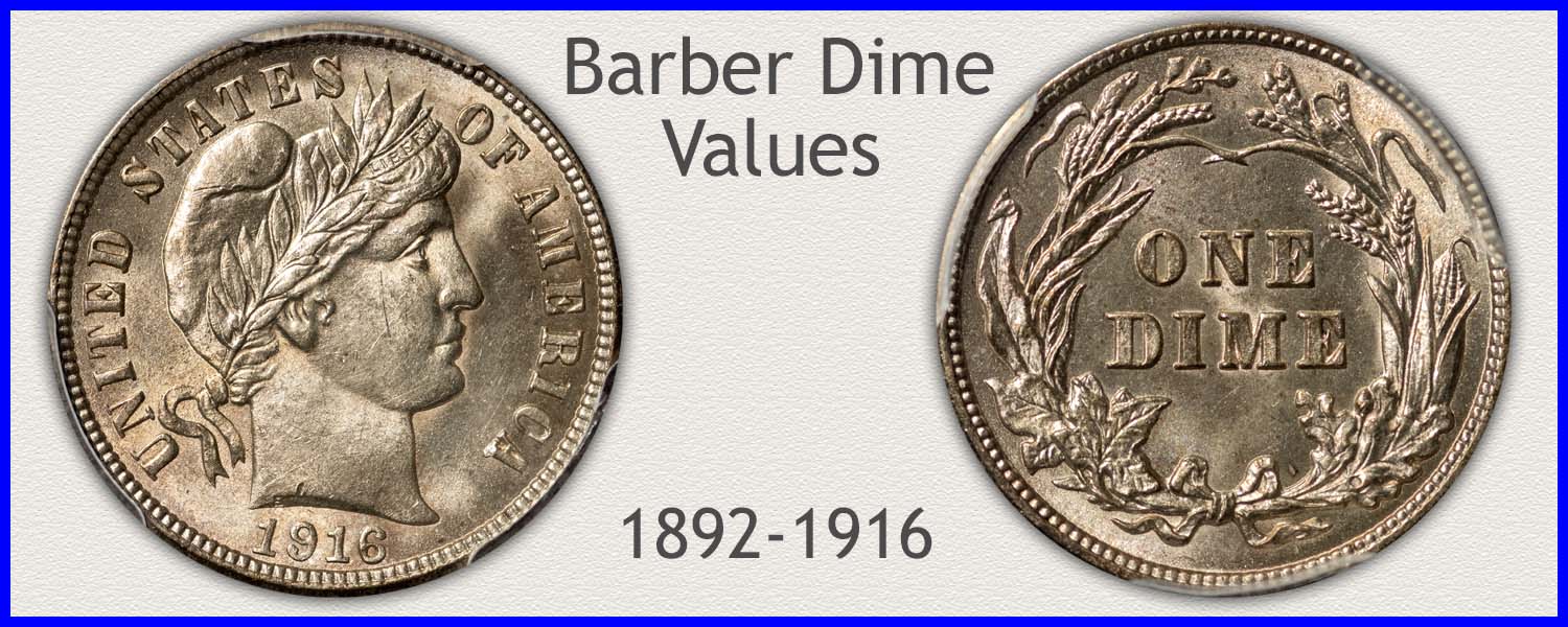 Picture of a Barber Dime Minted 1892 to 1916