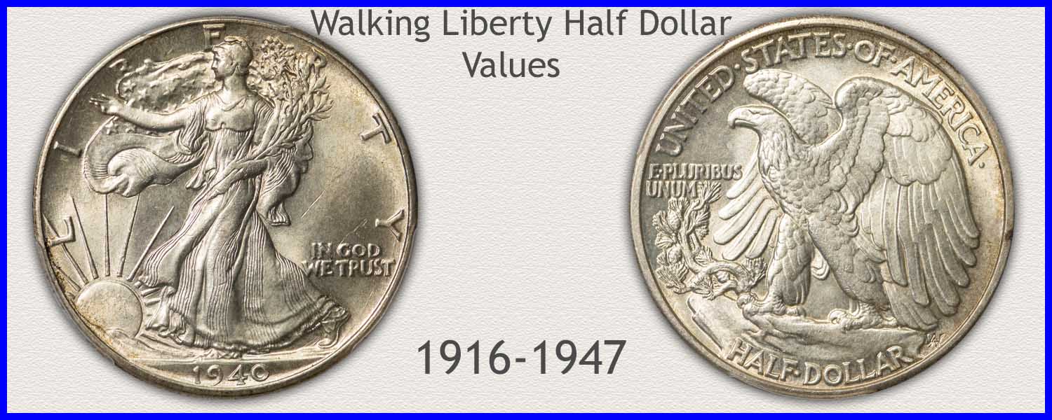 Picture of a Walking Liberty Half Dollar Minted 1916 to 1947