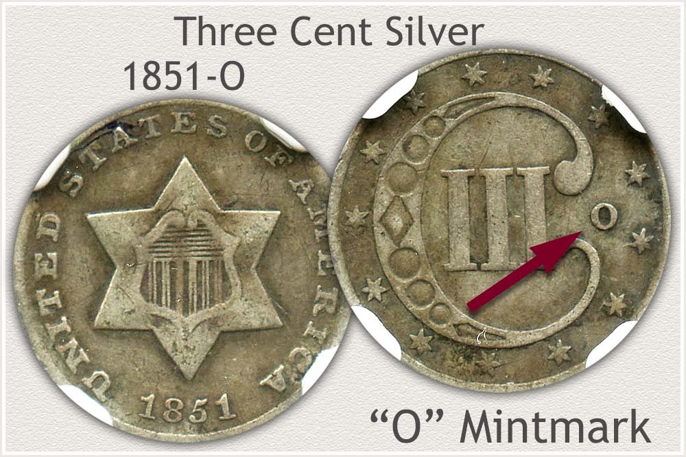 1851-O Three Cent Silver Piece