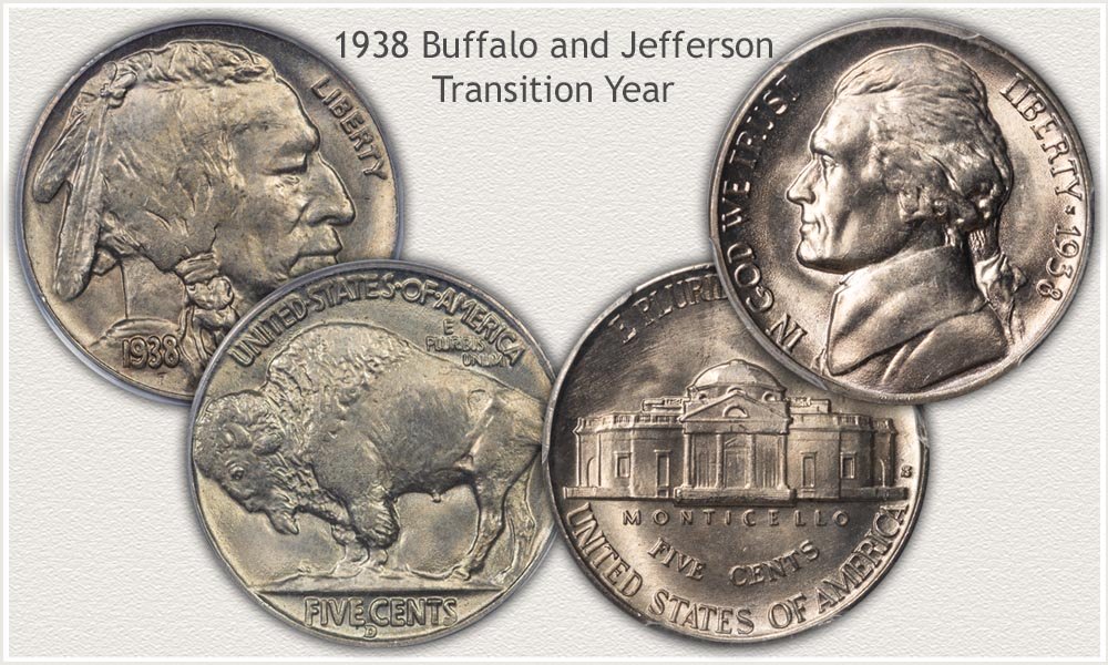 1938 Buffalo and 1938 Jefferson Nickels