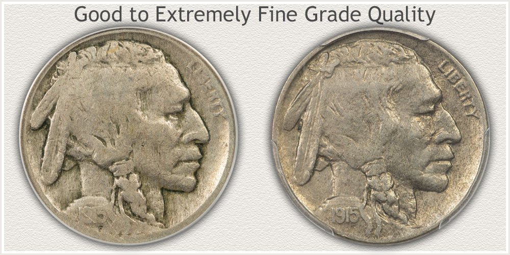 Various Quality 1915 Buffalo Nickels