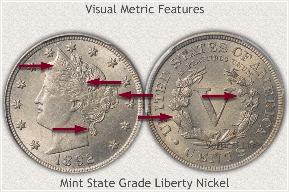 Visual Metric Features Examined on a Mint State Grade Liberty Nickel