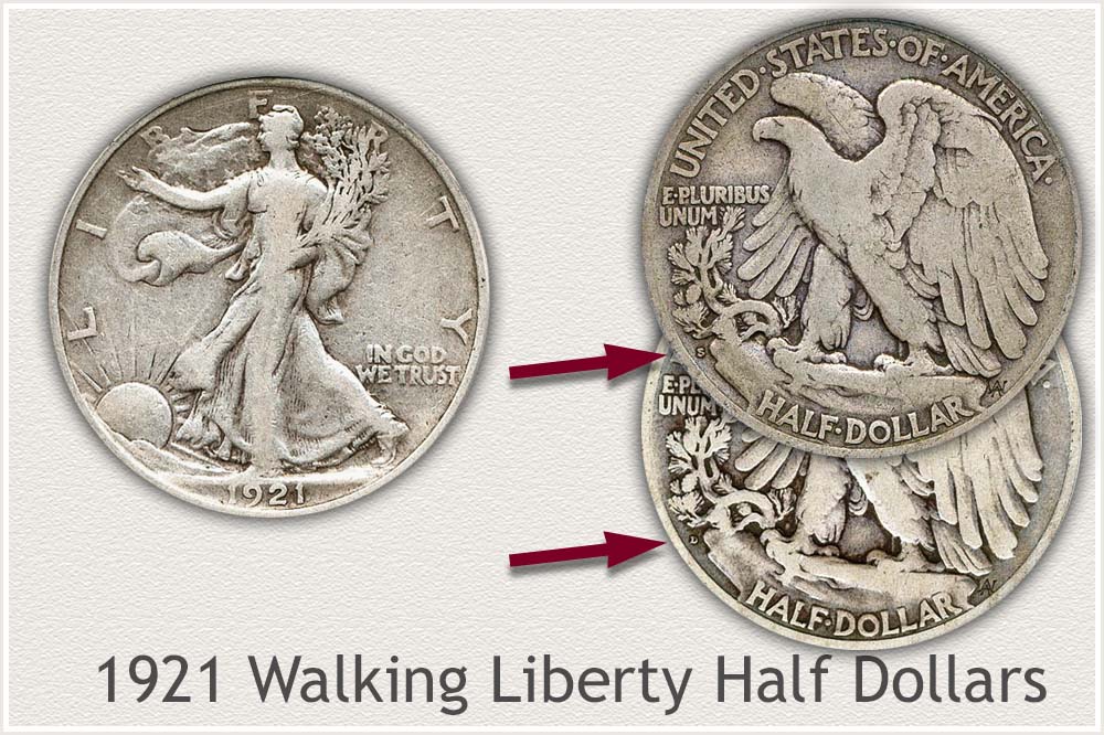 1921 Walking Liberty Half Dollars
