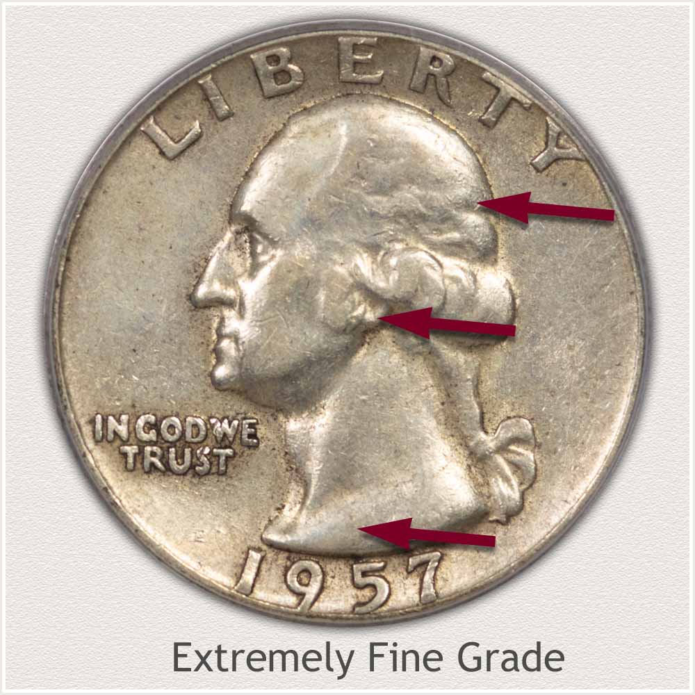 Obverse View: Extremely Fine Grade Washington Quarter