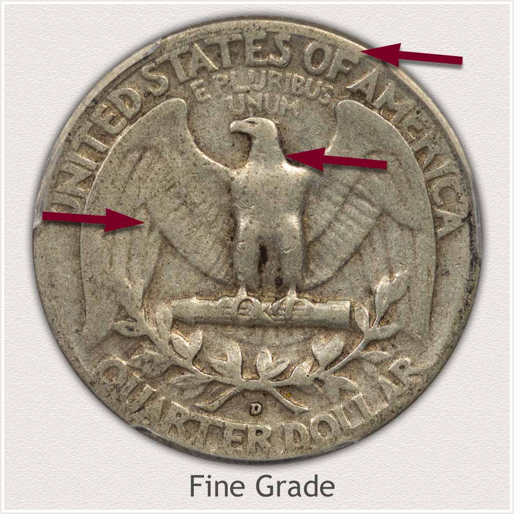 Reverse View: Fine Grade Washington Quarter