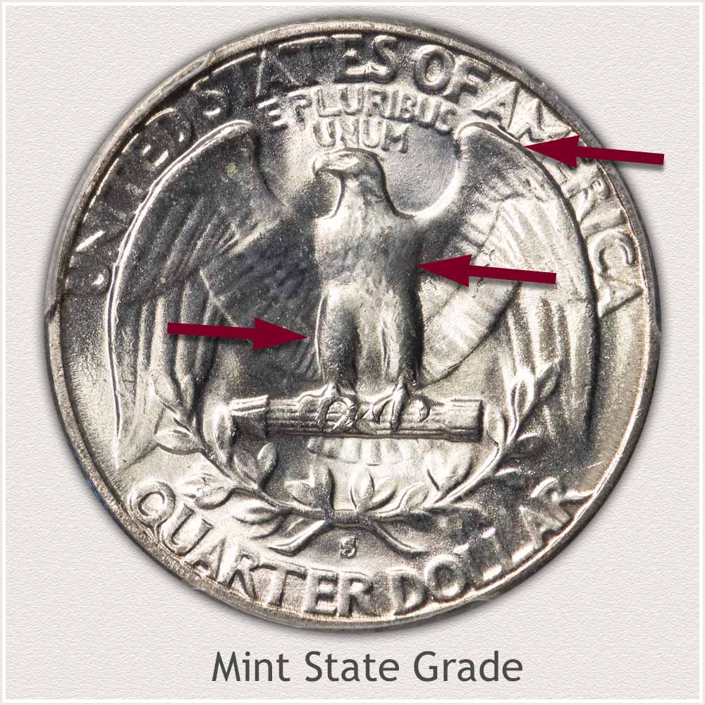 Reverse View: Mint State Grade Washington Quarter