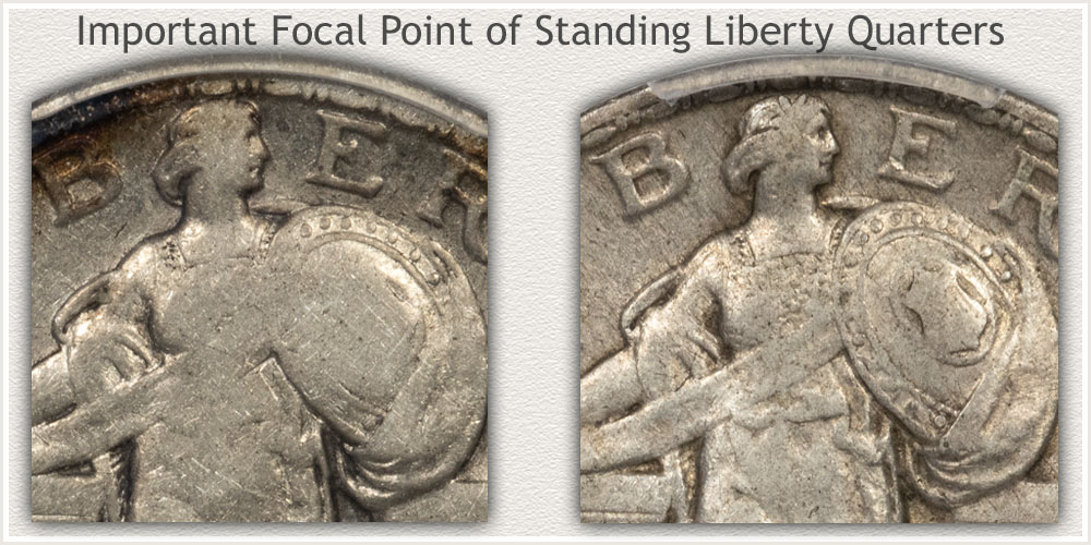 Wear Focal Point Standing Liberty Quarters